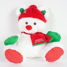 Fisher Price Puffalumps Polar Bear Christmas 1991 Nylon 13" Plush