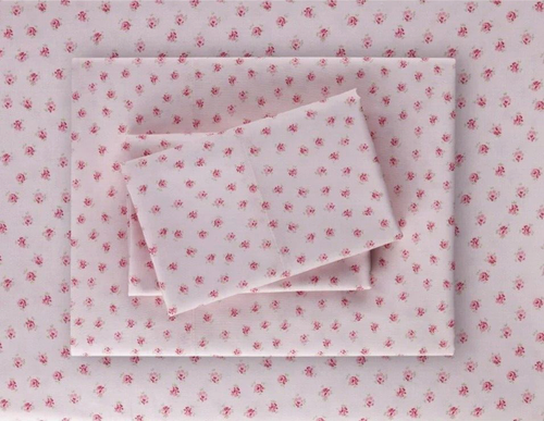 Shabby Chic Farmhouse, Mon Amie, Pink Floral, Polyester, QUEEN Sheet Set - Picture 2 of 5