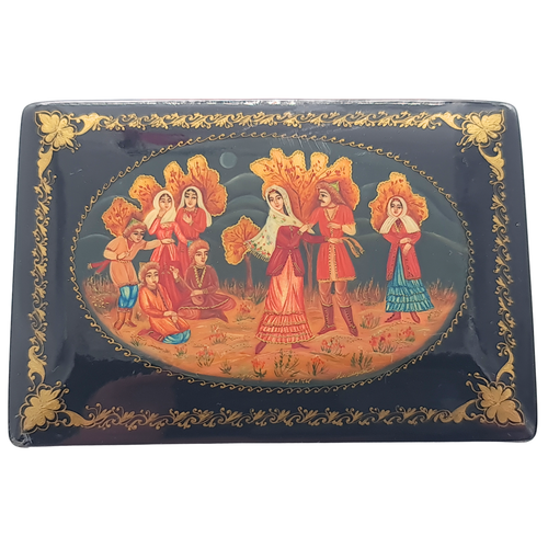 Vintage Palekh russische Lackdose - handbemalt Sowjetzeit Sammlerstück - Bild 6 von 19
