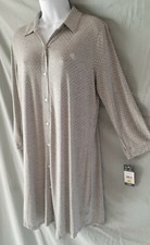 Ralph Lauren Gray Sleepshirt Nightgown 3/4 Sleeve Polka Dot Medium 44" BUST