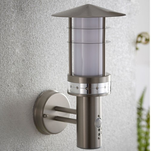 2 PACK IP44 Outdoor LED Light Brushed Steel PIR Wall Lantern Security Outdoor - Picture 4 of 7