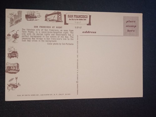 Vintage Postkarte San Francisco bei Nacht unbespielt - Bild 2 von 2