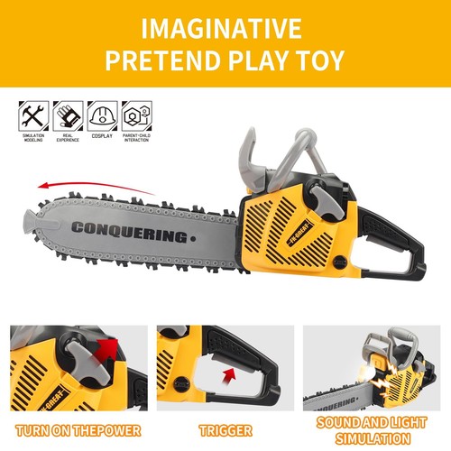 Zcpotizi Chainsaw Toy for Kids Power Tool Set with Realistic Sound Pretend Pl... - Picture 4 of 7