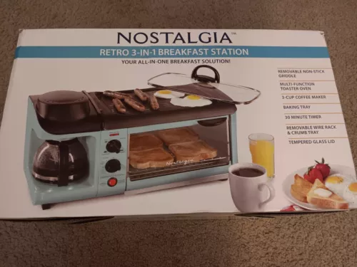 Nostalgia Retro 3 in 1 Electric Breakfast Station - Aqua