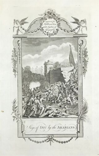 Arab Siege of Diu Ottoman Portuguese War battle scene original Middletons 1777 - Picture 3 of 3