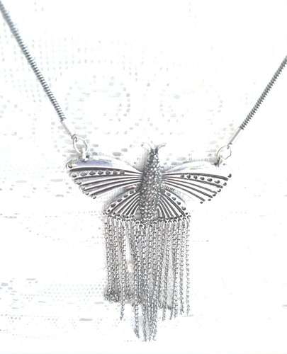 Vintage Marcasite Necklace . Butterfly. 2 Parts. (1056) - Picture 2 of 4