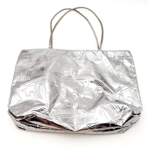 Vintage Silver Metallic Handbag Purse Satchel Unbranded 15 X 11” - Picture 4 of 9