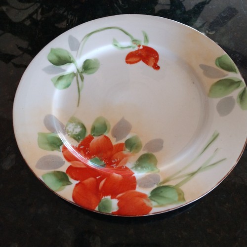 NIPPON RED FLORAL TOMINA E-OH HAND PAINTED Replacement Plate 7.25" - Picture 2 of 9
