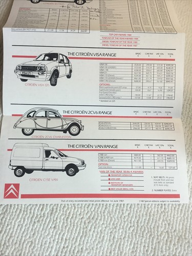 CITROEN FULL CAR RANGES PRICE LIST SALES BROCHURE JULY 1987 - Bild 3 von 5