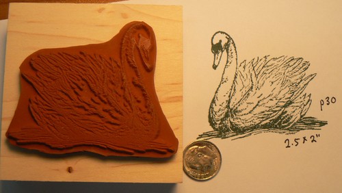 Swan rubber stamp WM 2.5x2" P30 - Picture 2 of 2