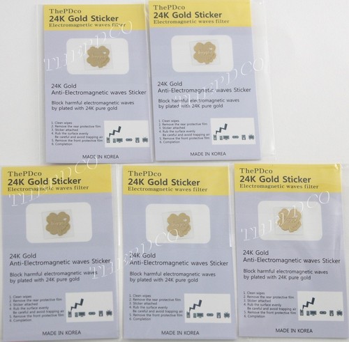 JNK 5pcs x 24K Gold Plated Anti Radiation Block Shield Stickers (Choose Design) - Picture 19 of 20