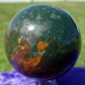 The-Original-BLOOD-STONE-Crystal-Agate-Healing-Sphere-Ball-New-Old-Stock-NOS