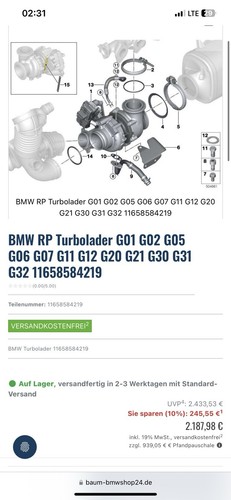 Original BMW B57D30A Turbolader Neu 11658584219 - Bild 11 von 11