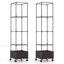 2PCS 67" Planter Raised Garden Bed w/Trellis Planter Box Adjustable Height