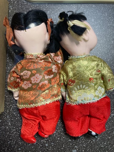 Vintage Porcelain Doll Kimono pair old antique dolls Japanese 1950s - Picture 12 of 14