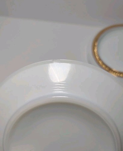 Rare Vintage 4pc. Set Of 4" Milk Glass Coasters W/ Gold Rope Trim Unique - Picture 8 of 18