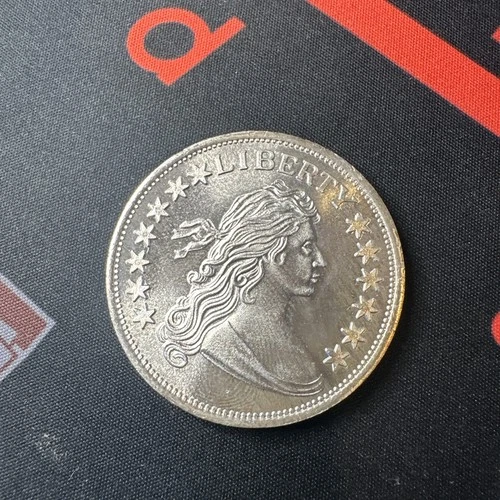 Liberty Draped Bust Design 1 Troy Oz .999 Fine Silver Round Toning on Back