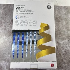 GE 20 Color Choice Dual Color 100 LED Ice Crystal Icicle Lights Blue/Cool White
