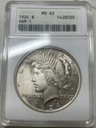 1924 Peace Dollar ANACS Ms 62 Vam-1 Very Clean Soap Box