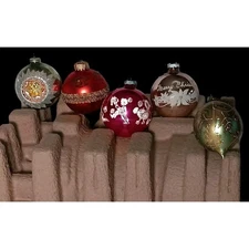 Lot of 6 Vintage Christmas Ornaments DBGM West Germany U.S.A Assorted 