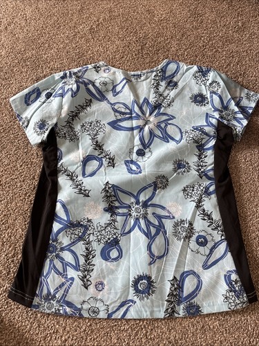 Green Town V-Ausschnitt Blumendruck Damen Scrub Top Größe Medium - Bild 3 von 3