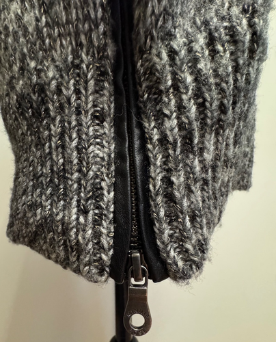 Maglione lungo Minnie Rose grigio metallizzato cerniera laterale rifiniture in pelle taglia S - Foto 11 di 14