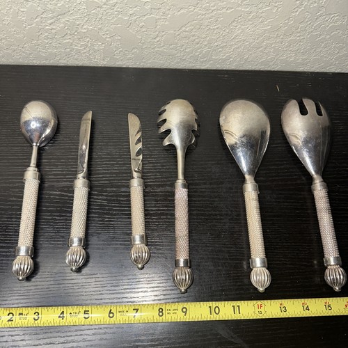 Pottery Barn Lot Of 6 Beaded Servers/Utensils Silver Color - Some Wear - Picture 7 of 14