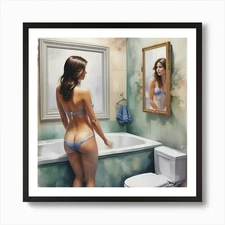 Woman In A Bathing Suit 1 Art Print Framed Wall Art Poster Canvas Print Picture