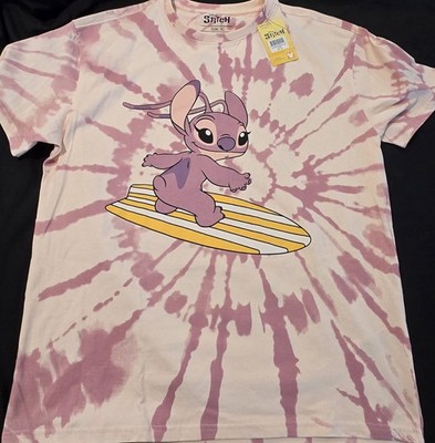 Disney Lilo and Stitch Pink Tie Dye Size XL Angel Surfing NEW 