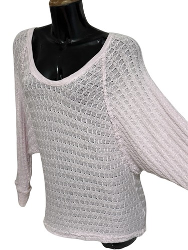 We The Free Womens Top Large Blossom Pastel Pink Knit V Neck Sweater Oversized - Picture 12 of 17