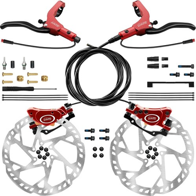 #ad EBike Hydraulic Disc Brake Set 2 Piston 2 Pin Front Rear 180mm 2300 2300mm Cable $64.95