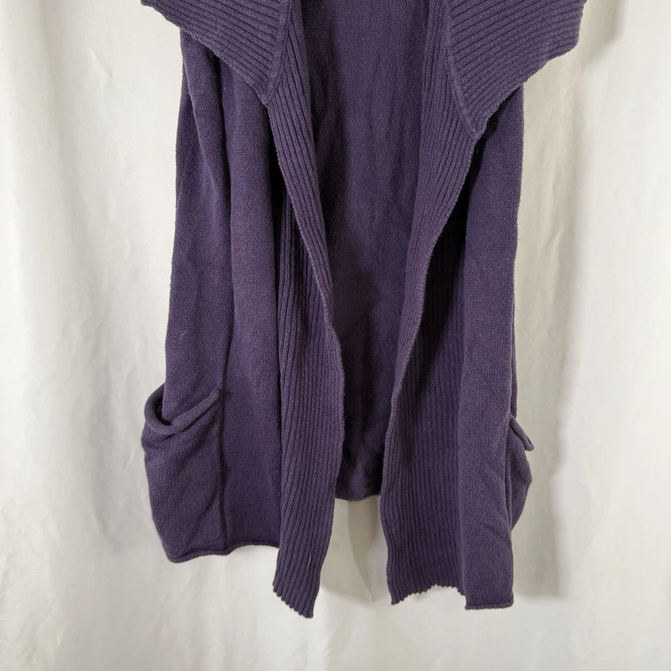 Cárdigan largo Coldwater Creek para mujer XS púrpura tejido sin mangas lana cachemir azul Foto 3 de 4