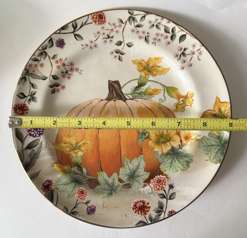 POTTERY BARN Botanical Harvest Pumpkin Stoneware Salad Plate * Set of 4 * in Box - Picture 5 of 6