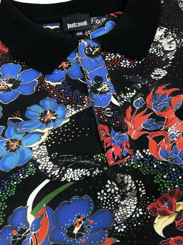 Just Cavalli Japanese Style Floral Tiger Embroidered Polo Shirt Men’s Size Xl - Bild 6 von 10