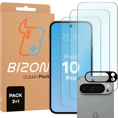 3x Schutzglas + Kameraglas für Google Pixel 10 Pro Bizon Displayschutzglas Glas