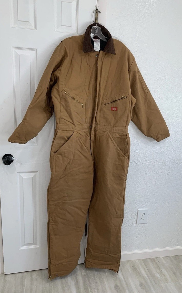 Dickies Duck Insulated Coveralls Mens 42/44 Brown Lined Canvas