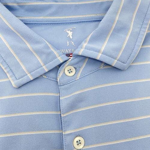 Fairway & Greene Polo Shirt Men’s Large Blue Stripe USA Made Stretch Golf - Picture 5 of 9