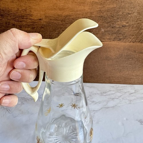 Vintage Blockhaus Sirup Spender Glasflasche Gold Atomic Starburst Krug - Bild 8 von 11