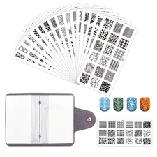 Finger Angel 16 PCS Designs Nail Art Stamping Stamp Plates with Template Hold...