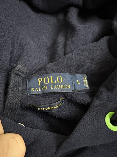 Polo Ralph Lauren Performance Hoodie Sweatshirt Mens Large Navy Blue Pullover - Picture 8 of 8