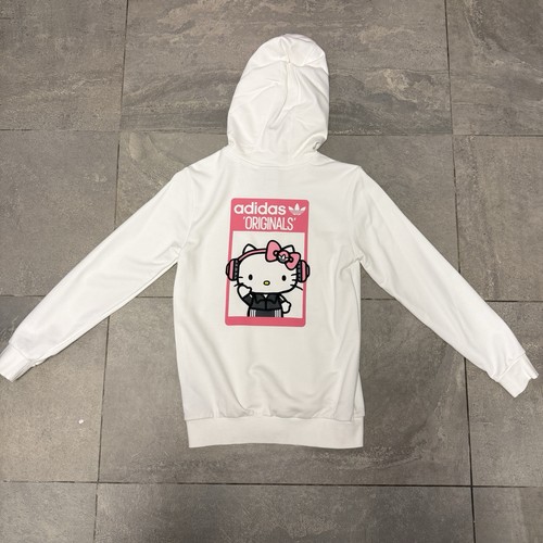 Adidas Originals x Hello Kitty White Pullover Hoodie Sweatshirt Headphones Pink - Picture 3 of 7