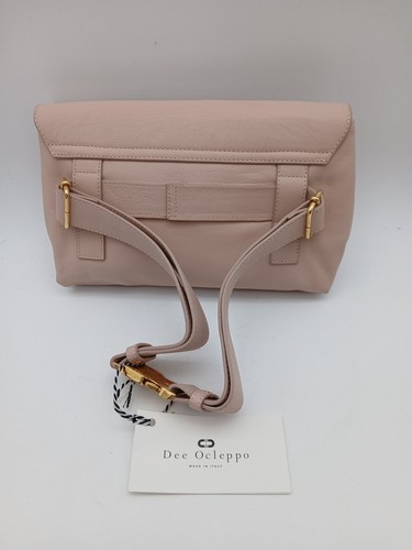 Dee Ocleppo Leather Clutch Bag Pink Gold Hardware Made in Italy
