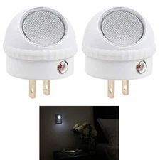 2 Pack Rotating LED Night Light Plug-In 360 Degree Spotlight Dusk to Dawn Sensor