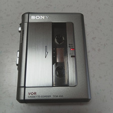 Sony TCM-450 Slim Cassette Corder Voice Recorder Silver with Pouch Works Japan
