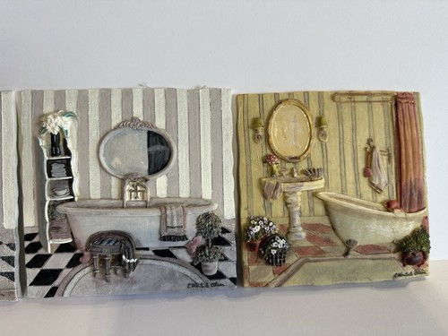 C. Winterle Olson 3D Badezimmer Wandkunst Plaketten 4er Set Harz Vintage Dekor - Bild 3 von 4