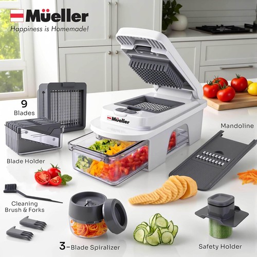 Pro-Series 12-Blade Mandoline Slicer: Effortless Food Prep & Spiralizer, Whit... - Picture 8 of 9