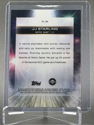 2022-23 Bowman's Best U University JJ STARLING FL-20 Flashing Lights Insert - Picture 2 of 2