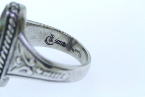 Anello vintage Carolyn Pollack / Relios Inc. in argento sterling con pietra preziosa intarsiata - Foto 2 di 14