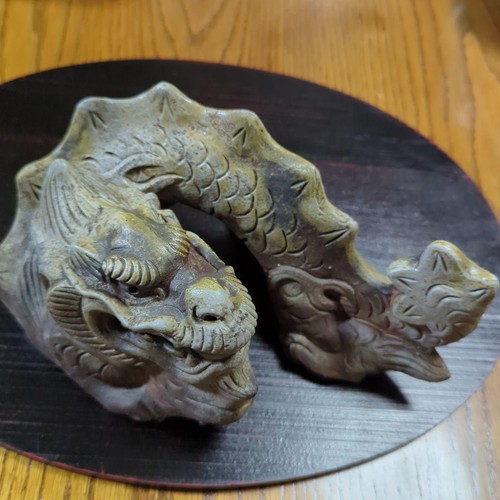 Bizen Ware Dragon Zodiac Figurine Ceramic Art Godzilla-like Design 24cm Vintage - Picture 18 of 24