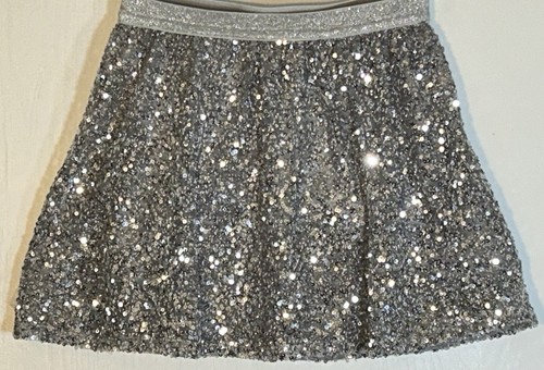 Gymboree Little Girl Sz 6 Skirt Silver Sequence Silver Glittered Elastic Waist - Picture 7 of 10